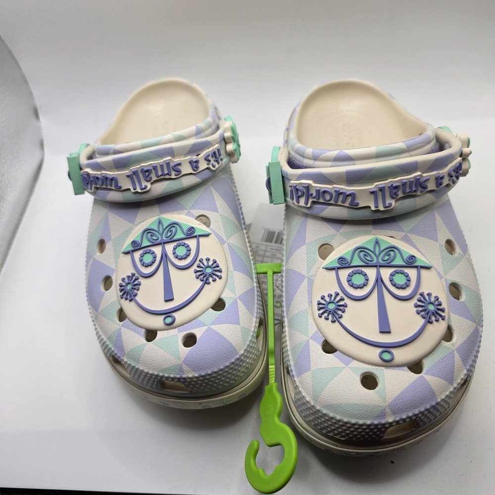 Crocs it's a small world Clogs Women Size 6 Purple Blue NEW Disney Platform